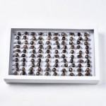 Tiger Eye Rings Platinum Mixed Size - 100 Pcs Boxed